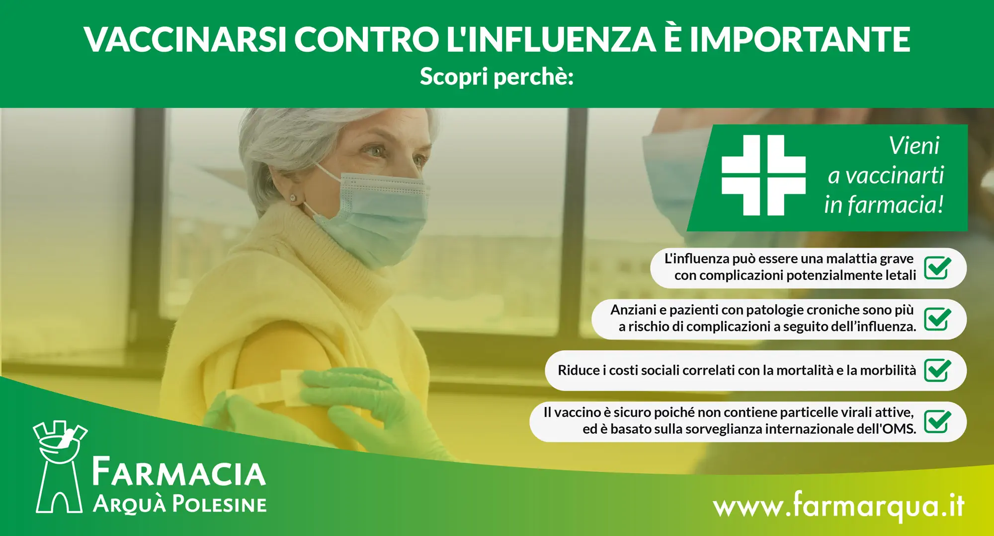 Donna che viene vaccinata influenza perchè è importante